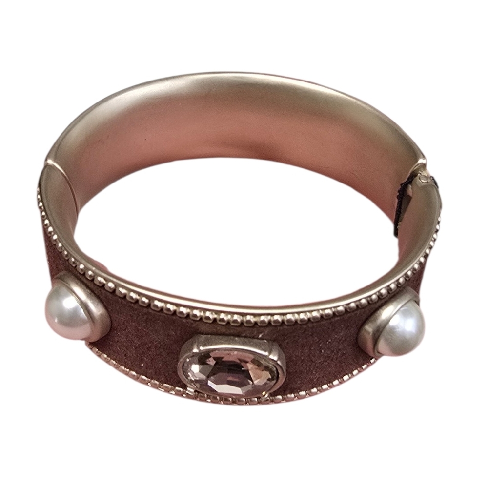 CHICO'S Emmabangle Elegant Brown and Gold with Pearls